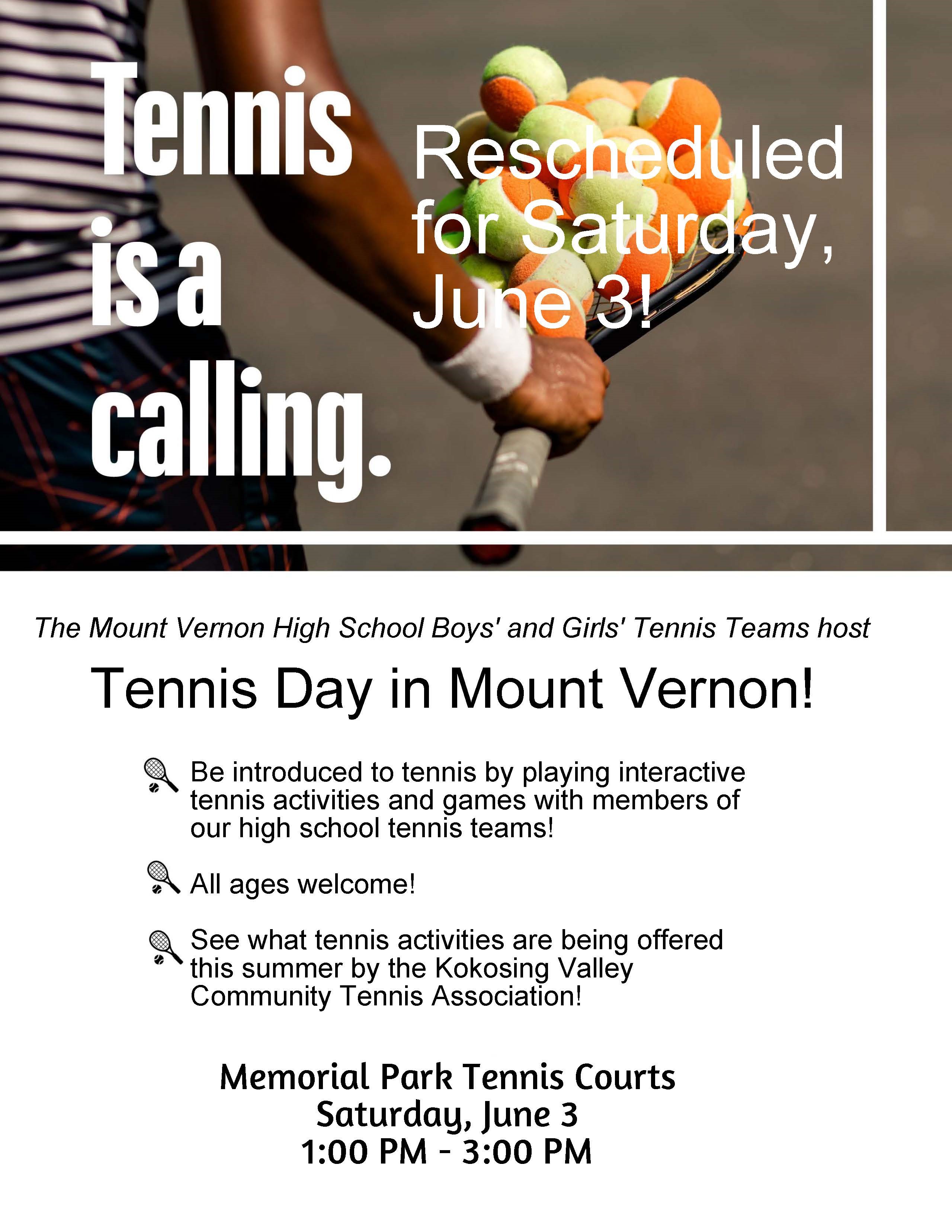 MVHS Tennis Teams host Tennis Day in Mount Vernon!